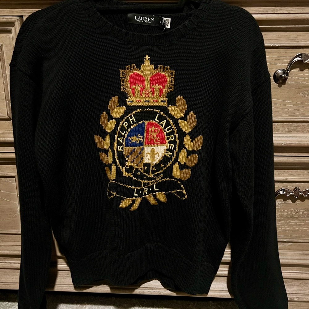 Ralph Lauren Black Knit with Gold Emblem